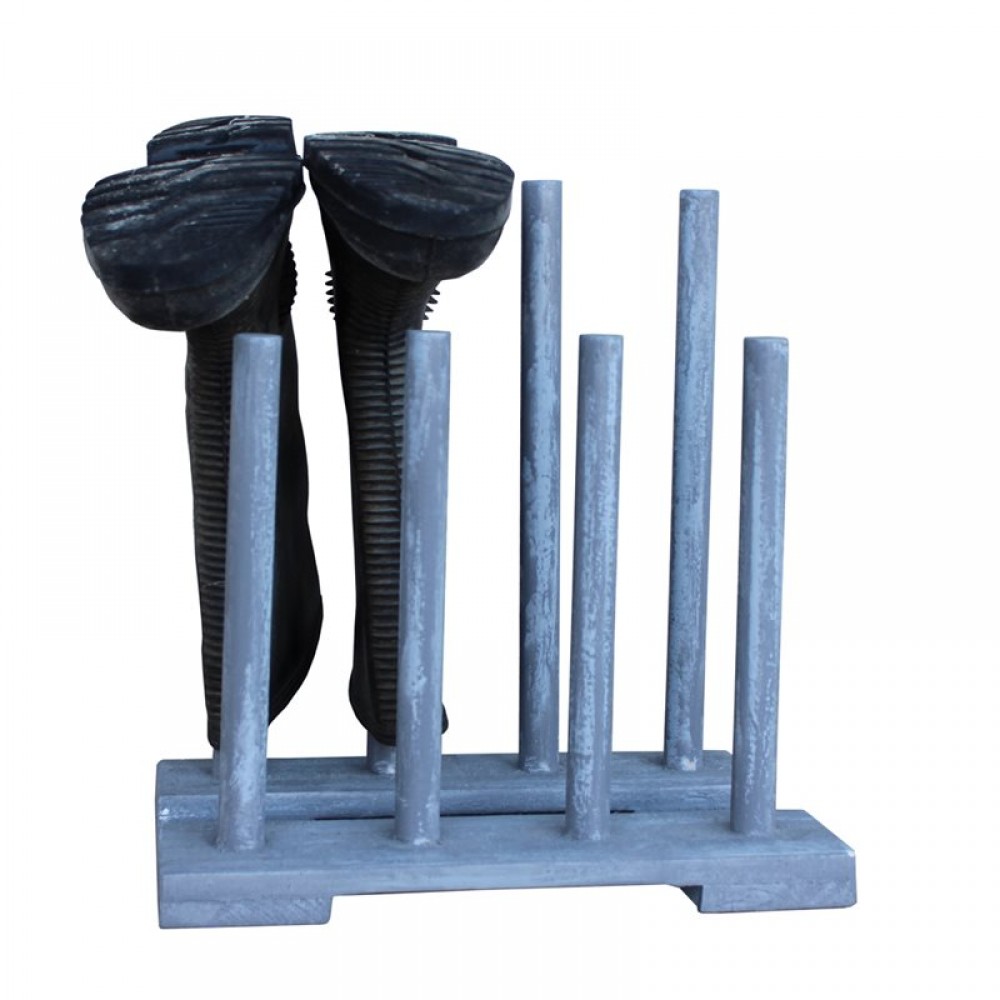 Reclaimed Wooden Boot & Wellie Floor Rack - Goose Grey