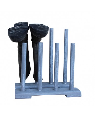 Reclaimed Wooden Boot & Wellie Floor Rack - Goose Grey