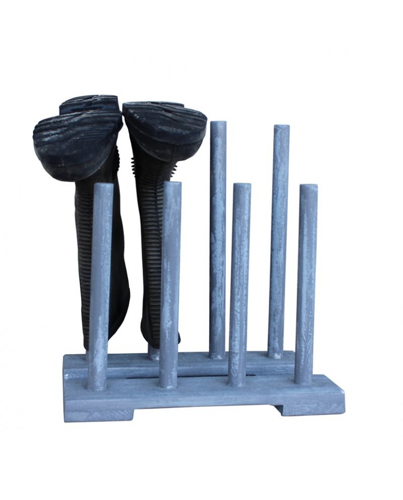 Reclaimed Wooden Boot & Wellie Floor Rack - Goose Grey