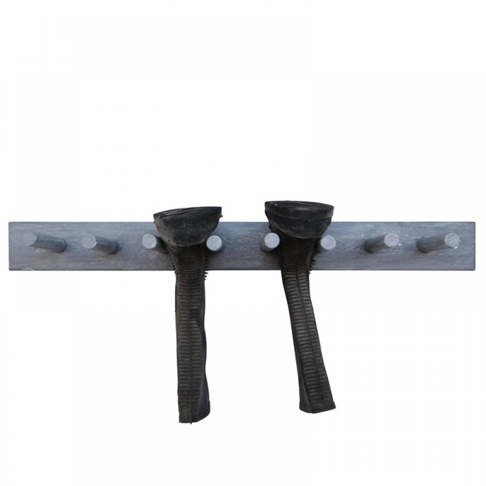 Reclaimed Wooden Boot & Wellie Wall Rack - Goose Grey