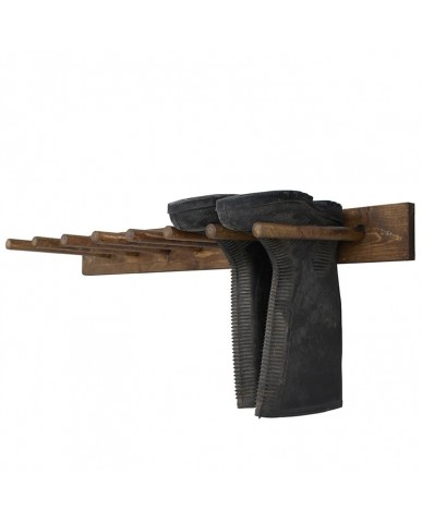 Reclaimed Wooden Boot & Wellie Wall Rack - Medium Oak