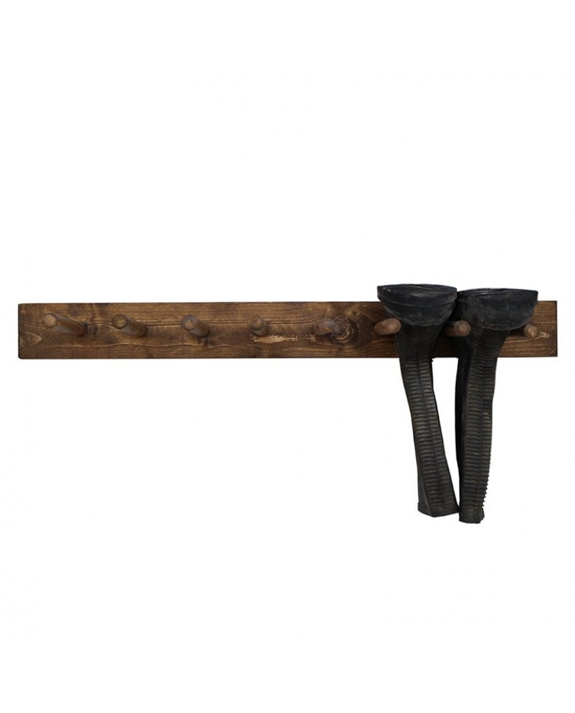Reclaimed Wooden Boot & Wellie Wall Rack - Medium Oak