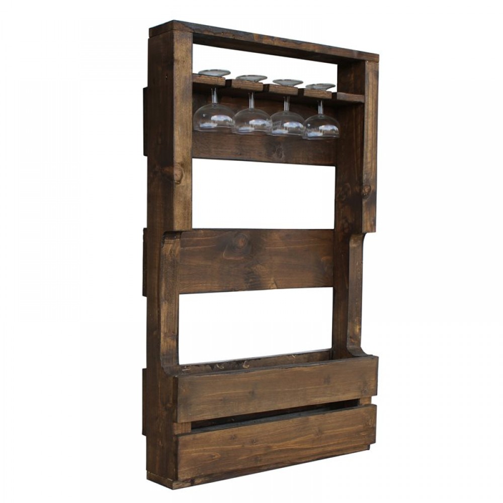 Handmade reclaimed Solid Wood Rustic Wine Rack - Medium Oak