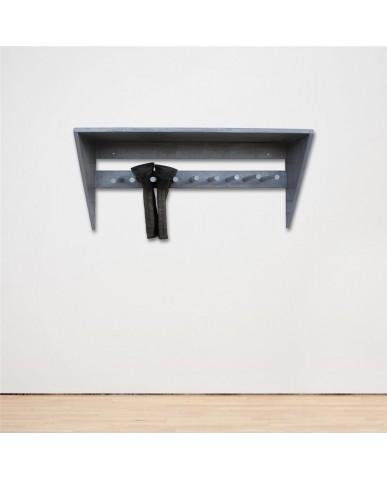 Reclaimed Wooden Boot & Wellie Canopy Shelf Wall Rack - Goose Grey