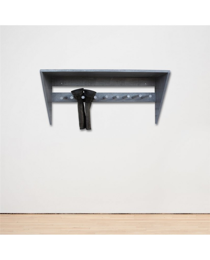 Reclaimed Wooden Boot & Wellie Canopy Shelf Wall Rack - Goose Grey