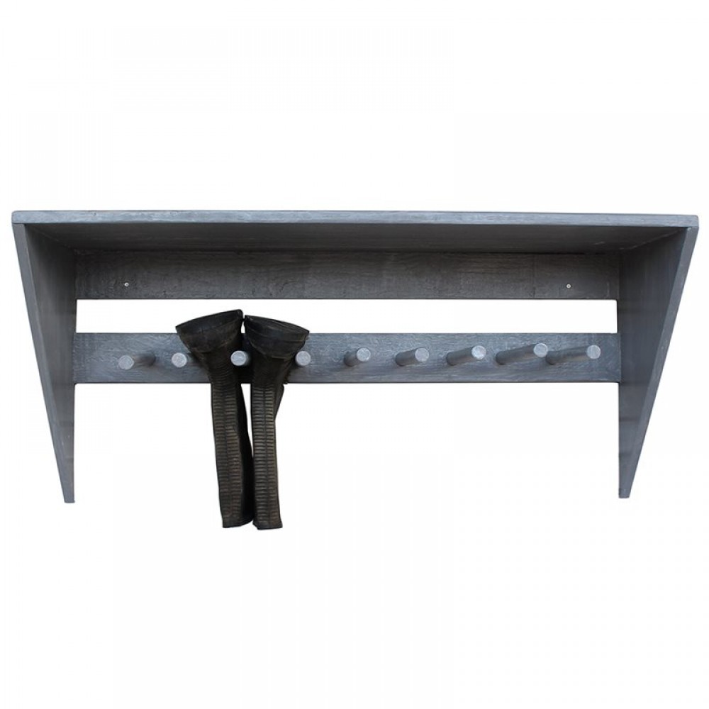 Reclaimed Wooden Boot & Wellie Canopy Shelf Wall Rack - Goose Grey