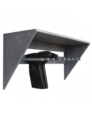 Reclaimed Wooden Boot & Wellie Canopy Shelf Wall Rack - Goose Grey