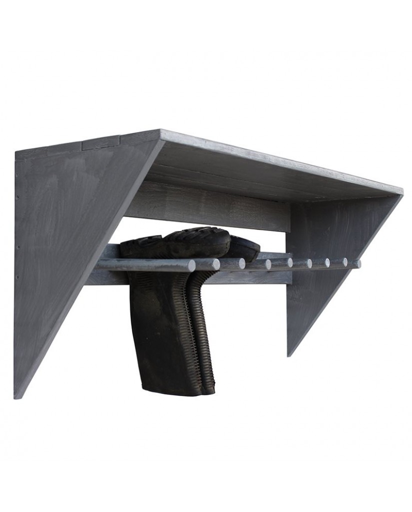 Reclaimed Wooden Boot & Wellie Canopy Shelf Wall Rack - Goose Grey