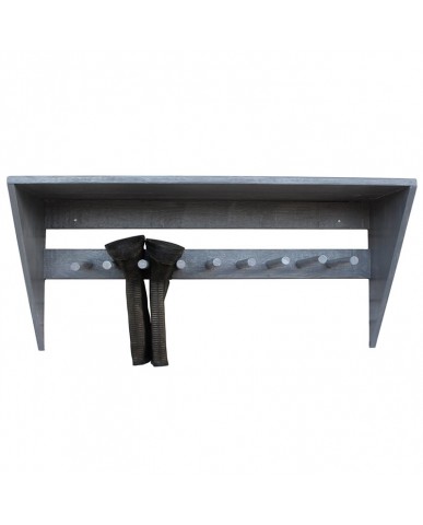 Reclaimed Wooden Boot & Wellie Canopy Shelf Wall Rack - Goose Grey