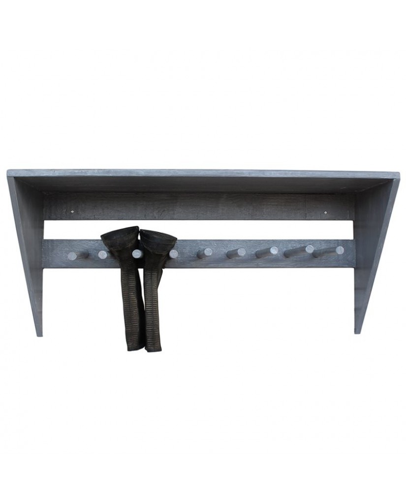 Reclaimed Wooden Boot & Wellie Canopy Shelf Wall Rack - Goose Grey
