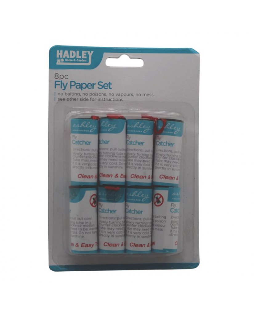8pc Paper Ceiling Hanging Fly Killer Set