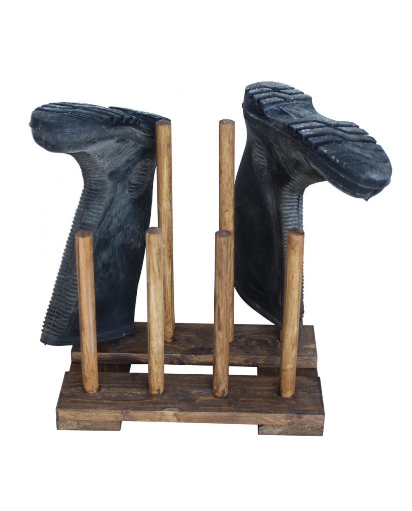 Reclaimed Wooden Boot & Wellie Rack (4 Pair) Medium Oak