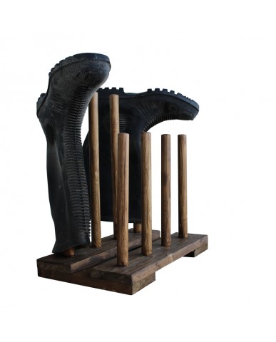Reclaimed Wooden Boot & Wellie Rack (4 Pair) Medium Oak